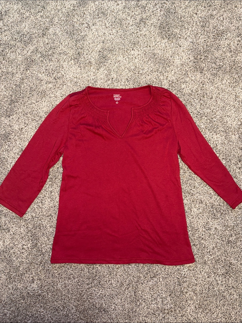 Market & Spruce Women's Red 3/4 Sleeve Top